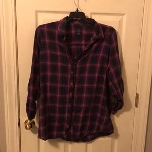 Faded glory Long plaid sleeve collared shirt